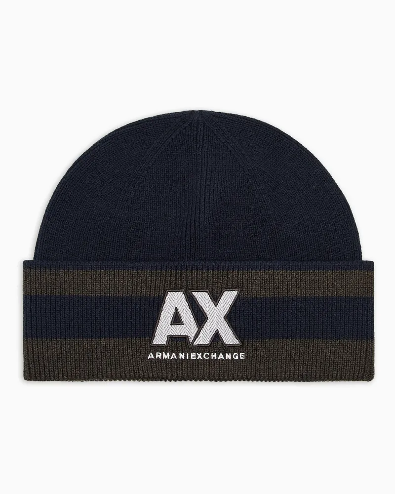 Armani Exchange Beanie-Mütze mit Logo Blau
