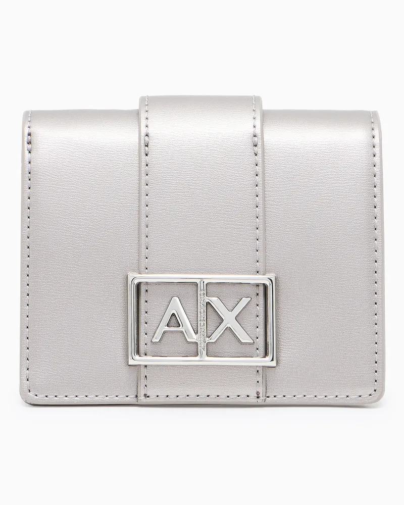 Armani Exchange Kleine Geldbörse mit ASV-Logo Silber