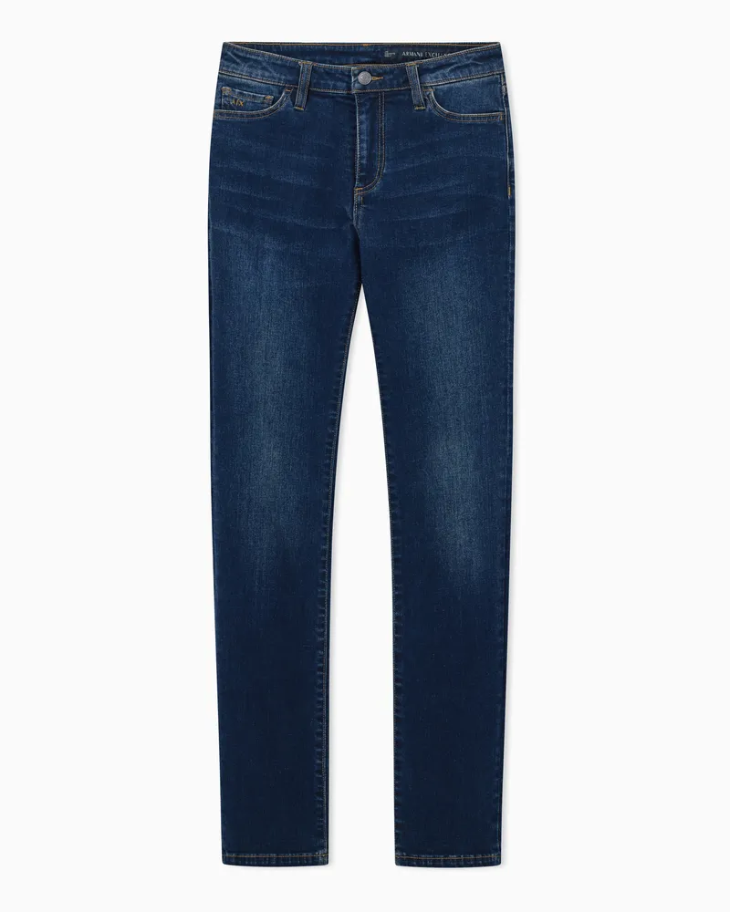Armani Exchange Zigarettenjeans im Used-Look Blau