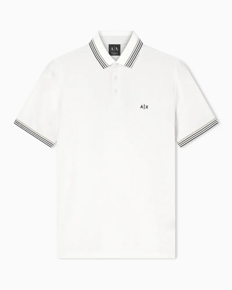 Armani Exchange Classic Polo Shirt in Breathable Cotton Piqué Weiß