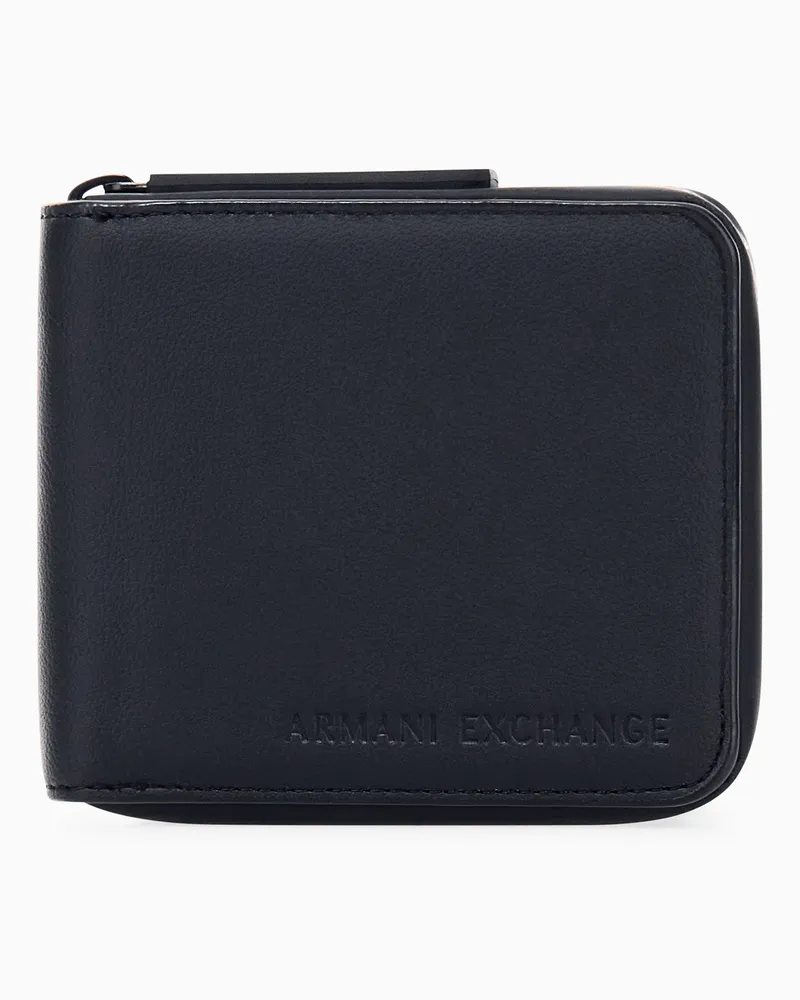 Armani Exchange Geldbörse mit umlaufendem Reißverschluss und Kartenfächern Schwarz