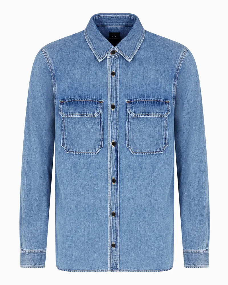 Armani Exchange Jeanshemd im Regular Fit Blau