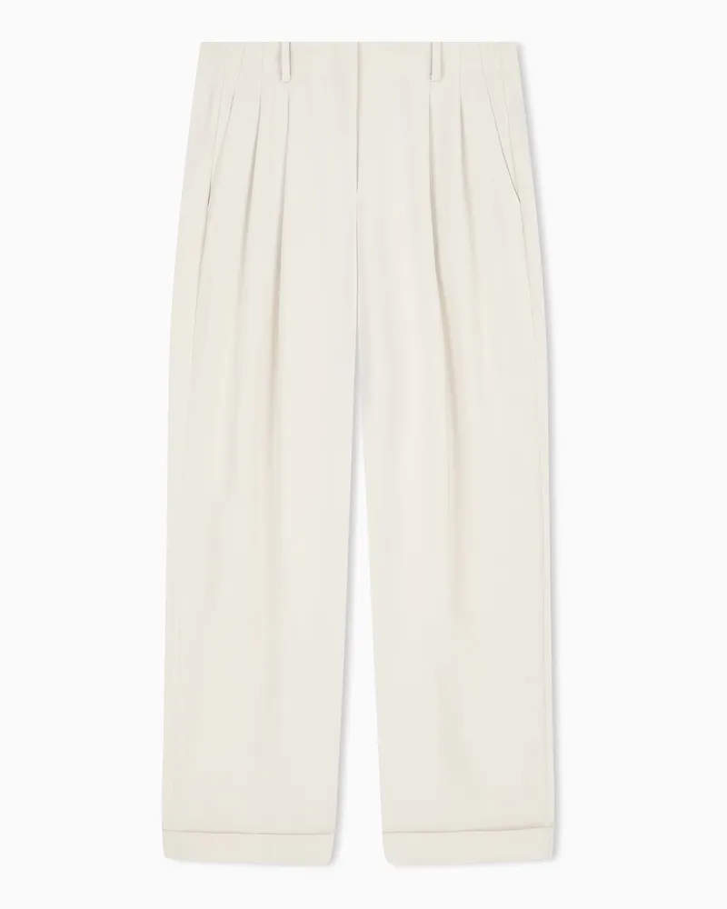 Armani Exchange Gefütterte Oversize-Hose aus Krepp mit Gürtel Beige