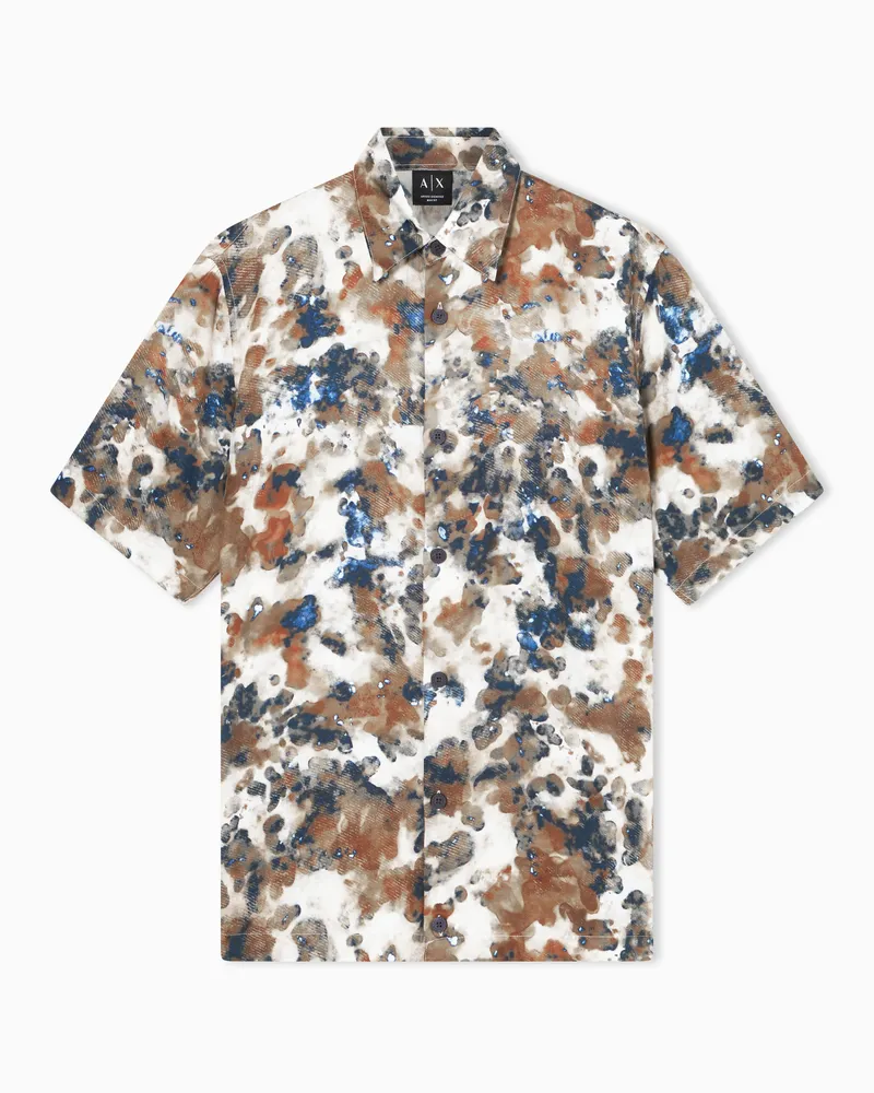 Armani Exchange Viskose-Twill-Hemd Gemustert