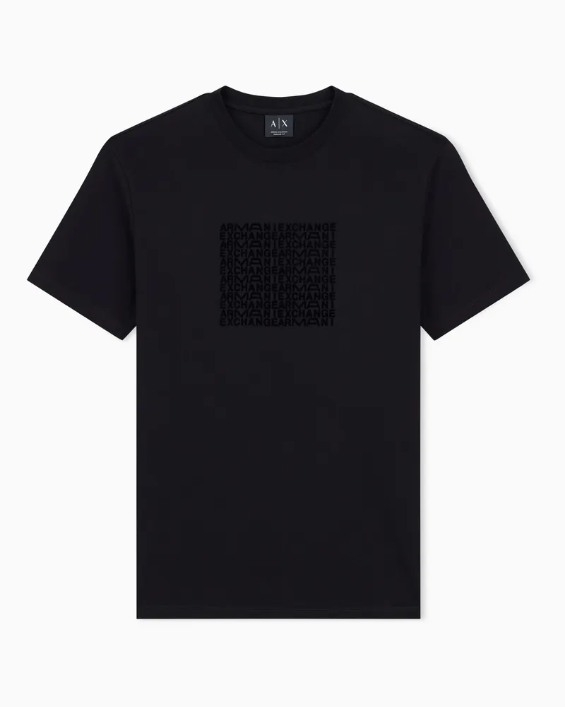 Armani Exchange T-Shirt Regular Fit aus Baumwolljersey Schwarz