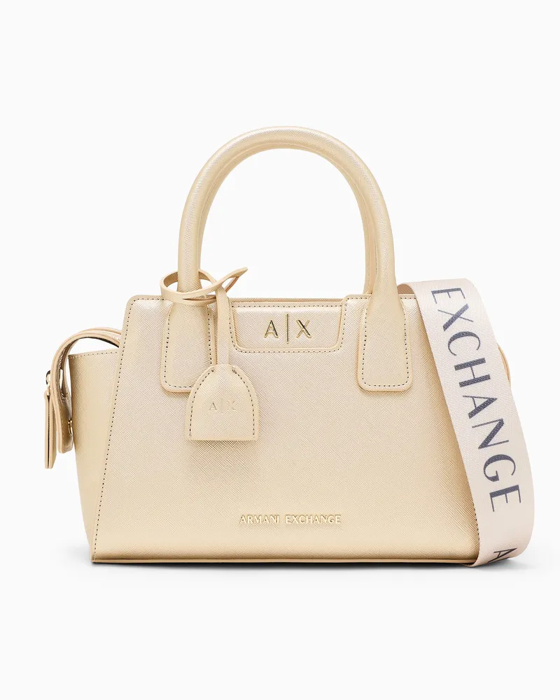 Armani Exchange Strukturierte Handtasche mit abnehmbarem Schulterriemen Goldfarben