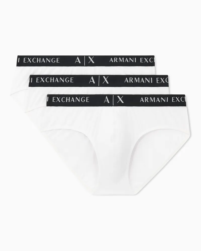Armani Exchange 3er-Pack Slips aus elastischer Baumwolle Weiß