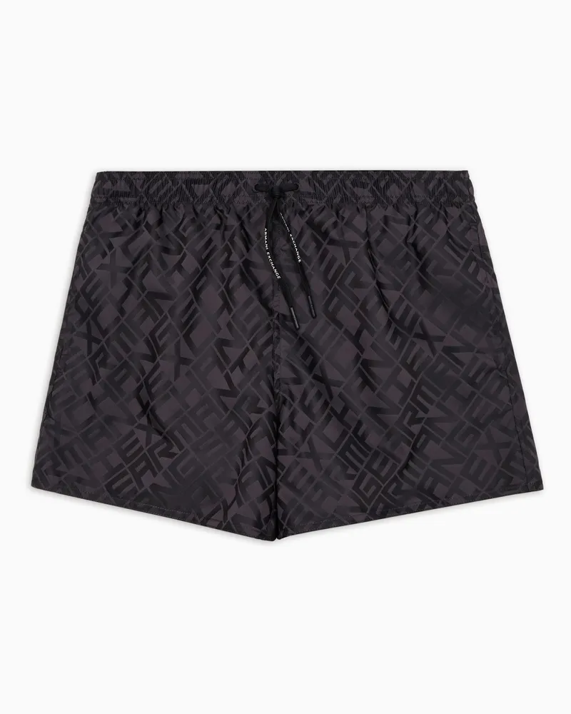 Armani Exchange Boxerkostüm mit allover Logomuster Schwarz