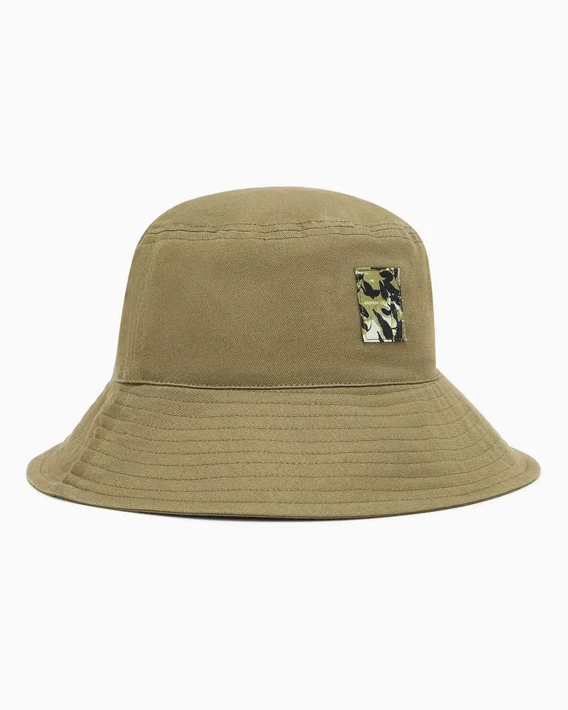 Armani Exchange Bucket Hat in Cotton Twill Grün