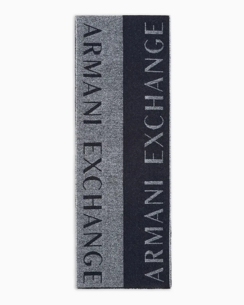Armani Exchange Zweifarbiger Schal mit Logo Blau