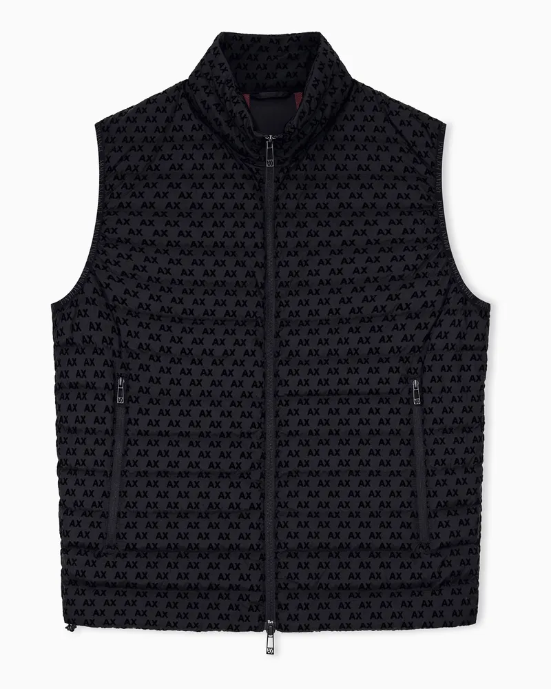 Armani Exchange Daunenjacke Regular Fit aus beflocktem Nylon mit Stehkragen Schwarz
