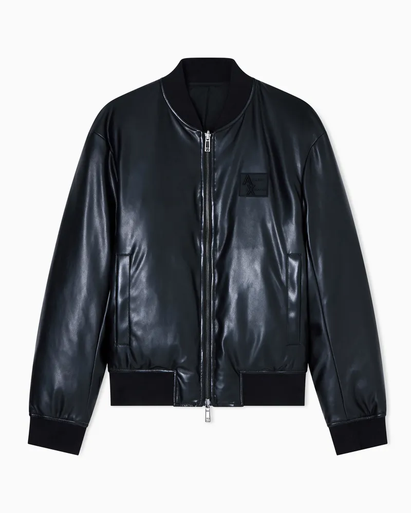 Armani Exchange Bomberjacke aus glänzendem Stoff Schwarz