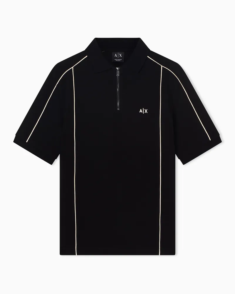 Armani Exchange Classic Cotton Piqué Polo Shirt Schwarz