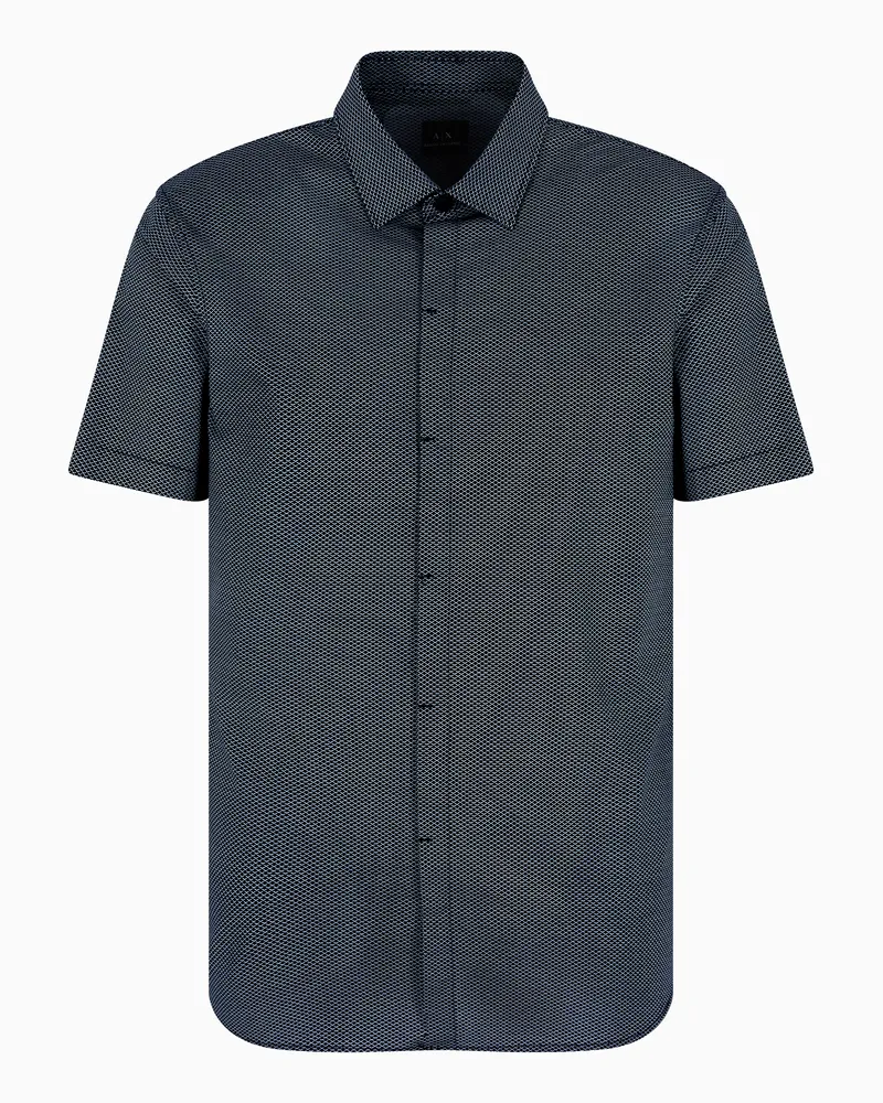 Armani Exchange Slim Fit Kurzarmhemd Marineblau