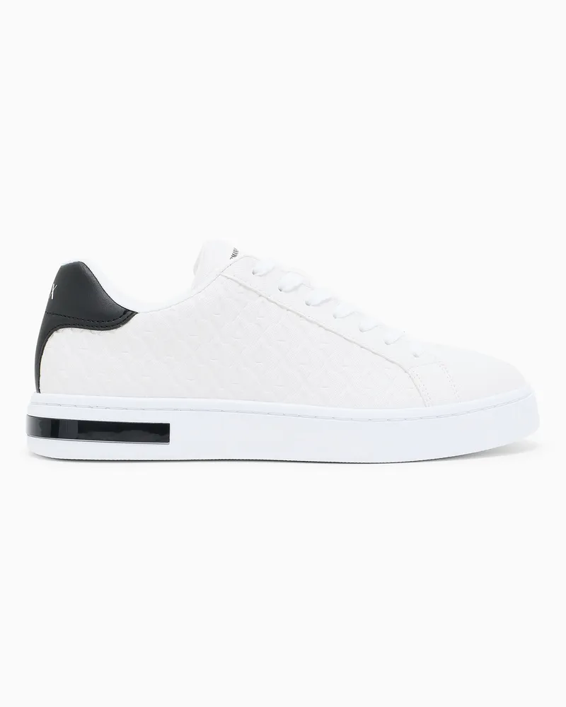 Armani Exchange Sneakers mit Schnürsenkeln und allover geprägtem Logo Weiß