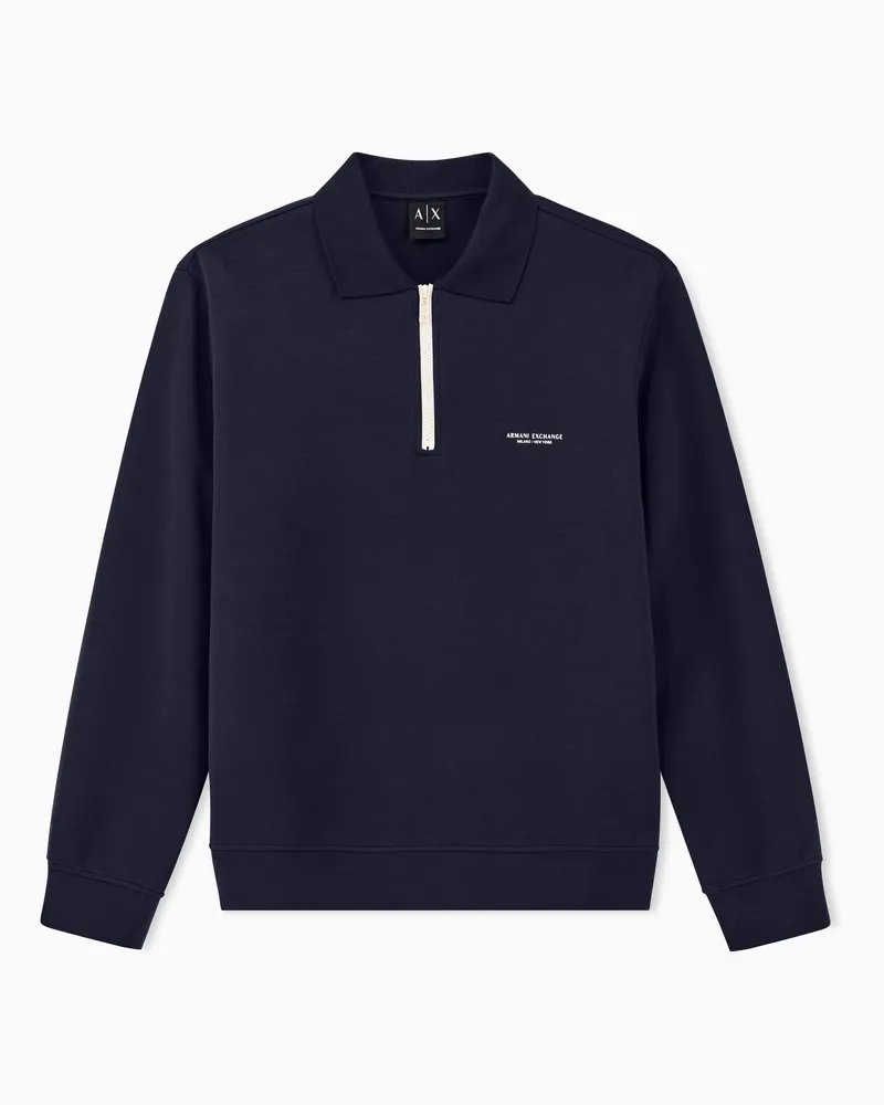 Armani Exchange Sweatshirt Regular Fit aus Modal mit kurzem Reißverschluss Marineblau