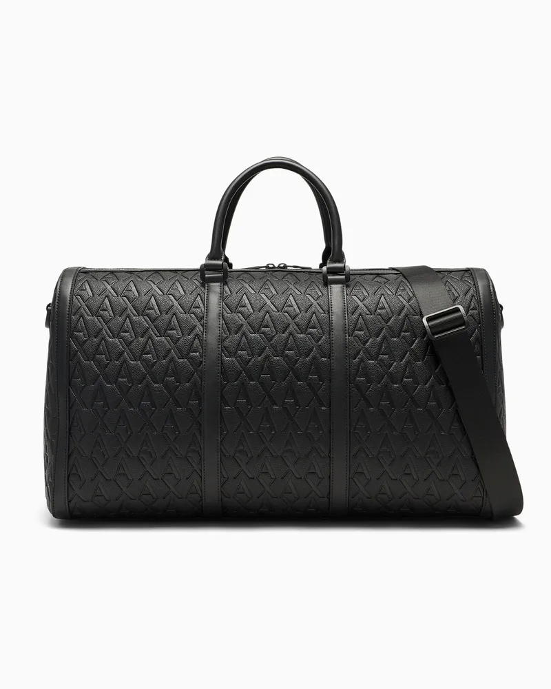 Armani Exchange Reisetasche mit geprägtem Muster und Schulterriemen Schwarz