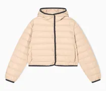 Kurze Daunenjacke mit gesteppter Kapuze