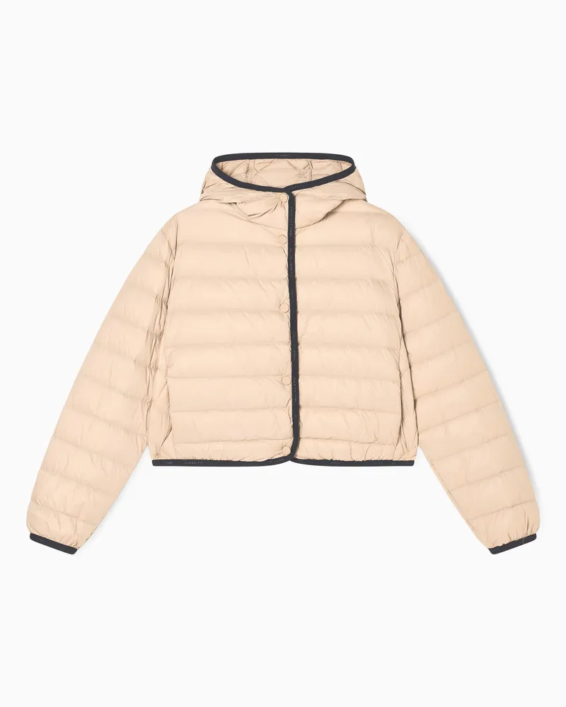 Armani Exchange Kurze Daunenjacke mit gesteppter Kapuze Beige