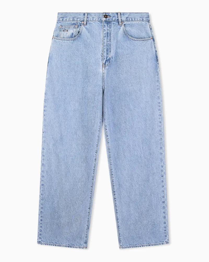 Armani Exchange Weite 5-Pocket-Jeans aus Baumwolldenim mit hohem Bund Blau