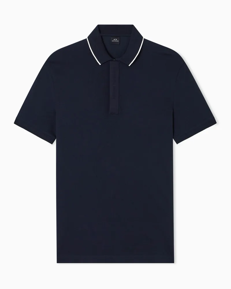 Armani Exchange Slim Fit Polo mit Knopfeinsatz Marineblau