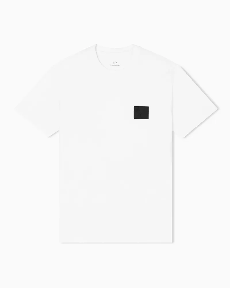 Armani Exchange T-Shirt mit normaler Passform und Aufnäher Weiß