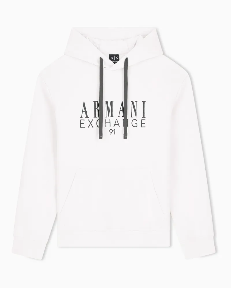 Armani Exchange Sweatshirt Regularer Schnitt aus French Terry mit Kapuze Weiß