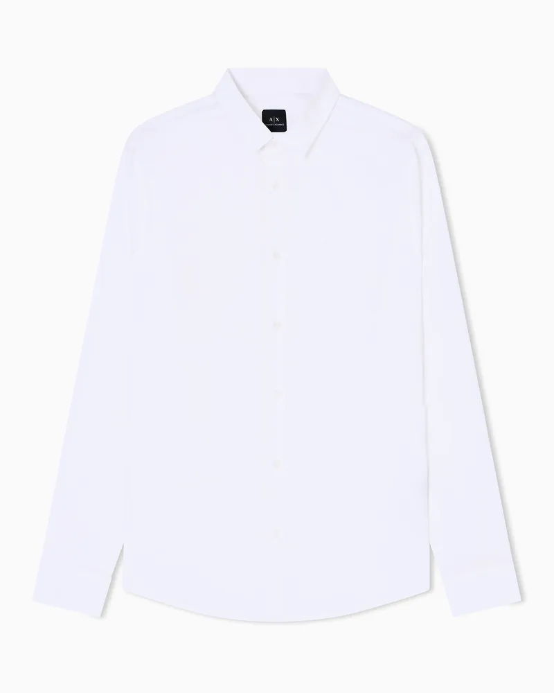 Armani Exchange Slim-Fit-Hemd aus Stretch-Baumwollpopeline Weiß