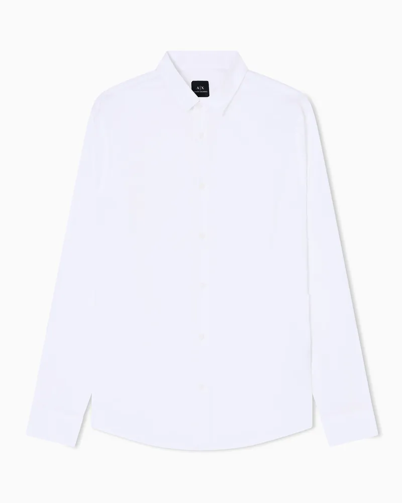 Armani Exchange Klassisches Slim-Fit-Stretch-Popeline-Hemd Weiß