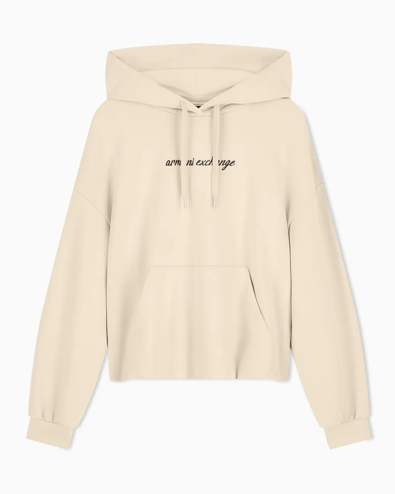 Armani Exchange Regular Fit Kapuzensweatshirt aus elastischem Scuba Beige