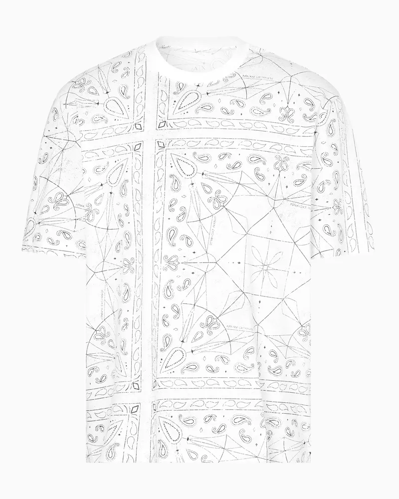Armani Exchange T-Shirt mit Kaleidoskop-Muster im Regular Fit Weiß