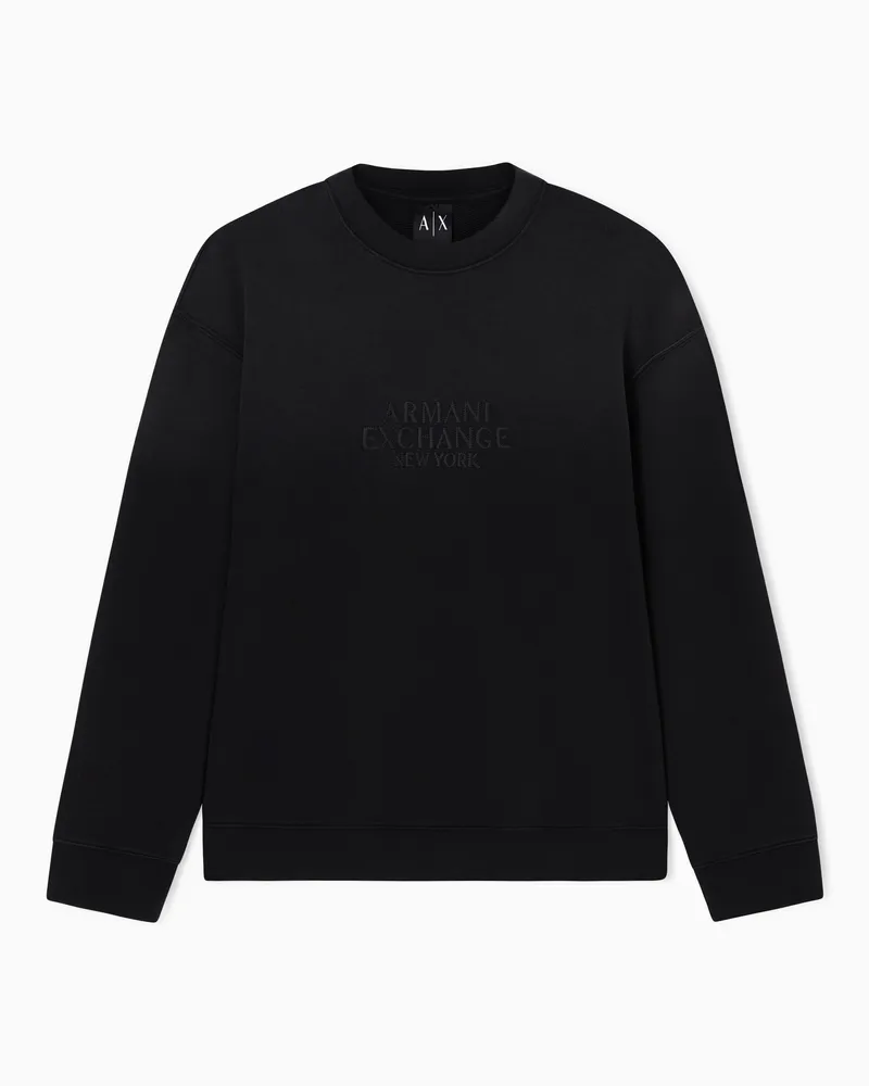 Armani Exchange Sweatshirt mit Used-Look und Rundhalsausschnitt sowie Logo Schwarz