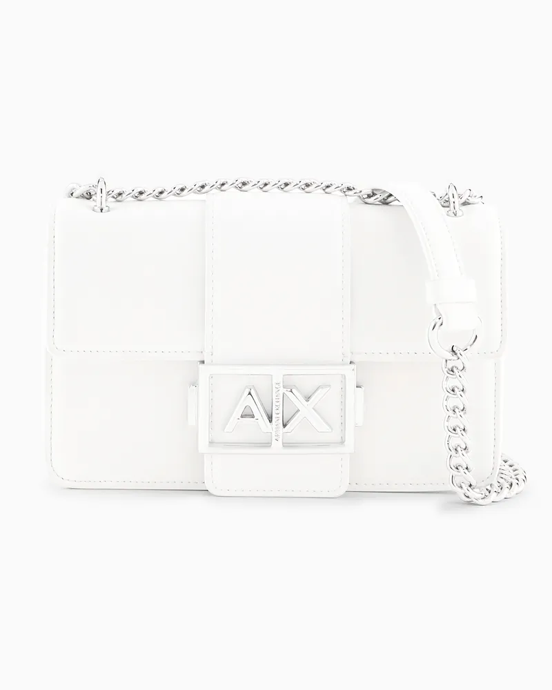 Armani Exchange Umhängetasche aus Kunstleder mit einem Kettenriemen Weiß