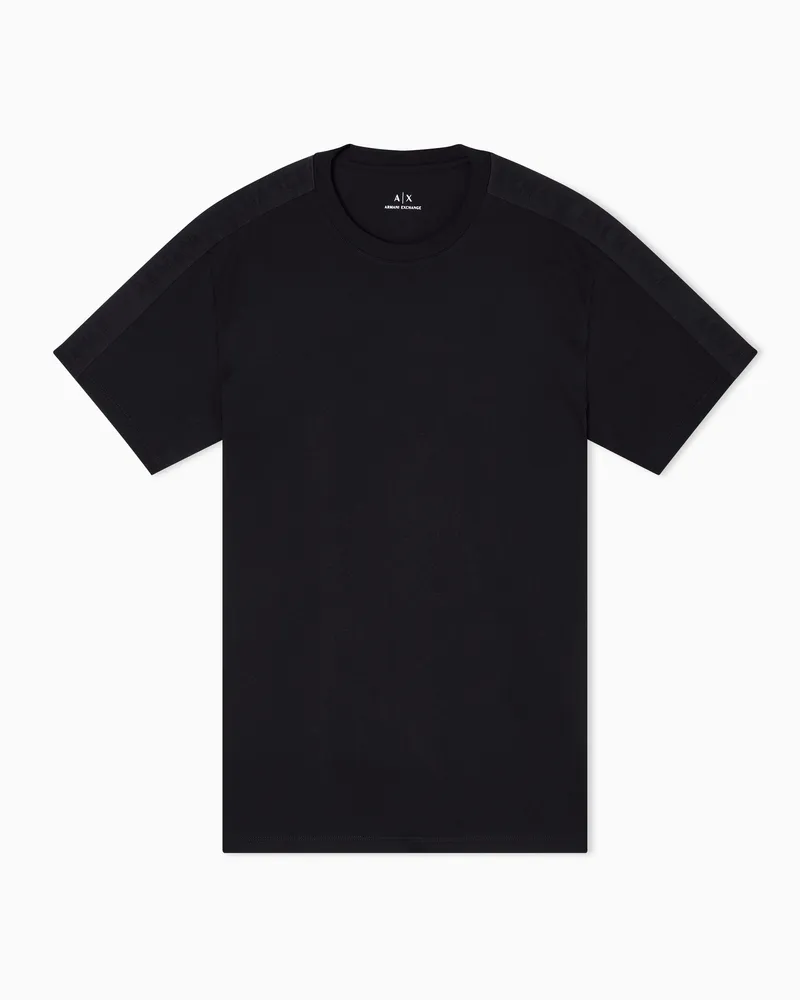 Armani Exchange T-Shirt mit kontrastierendem Tape in normaler Passform Schwarz