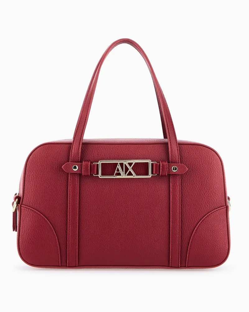 Armani Exchange Henkeltasche mit genarbter Struktur und Reißverschluss Rot