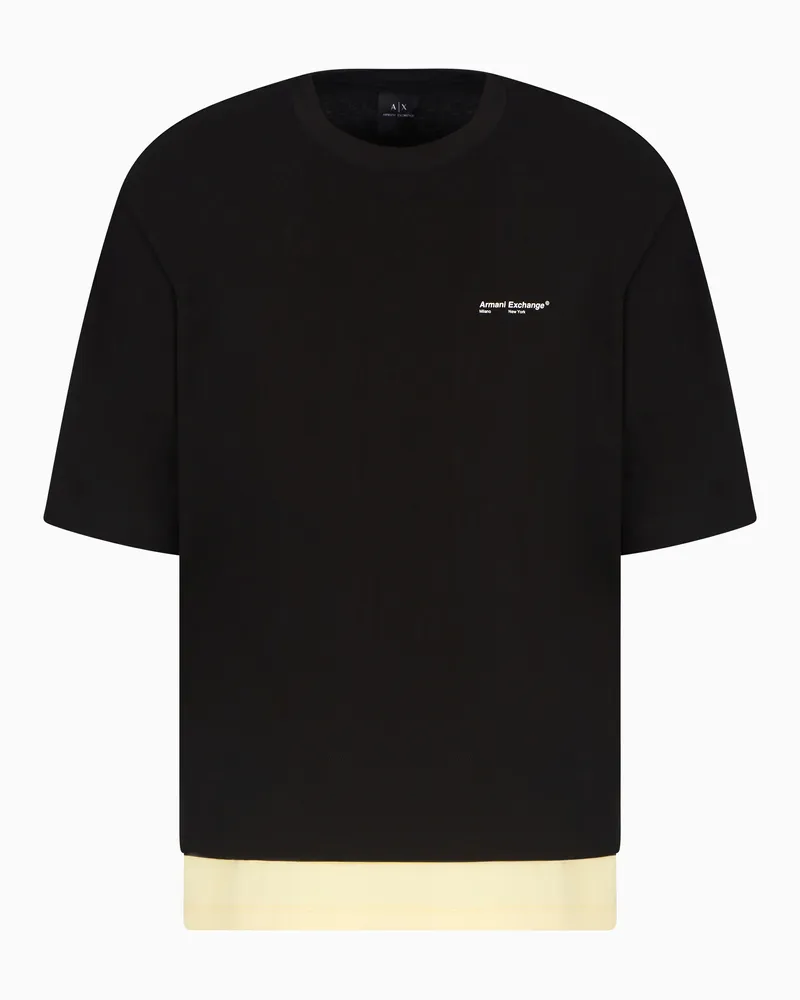 Armani Exchange Kurzarm-Sweatshirt mit Doppeleffekt Schwarz