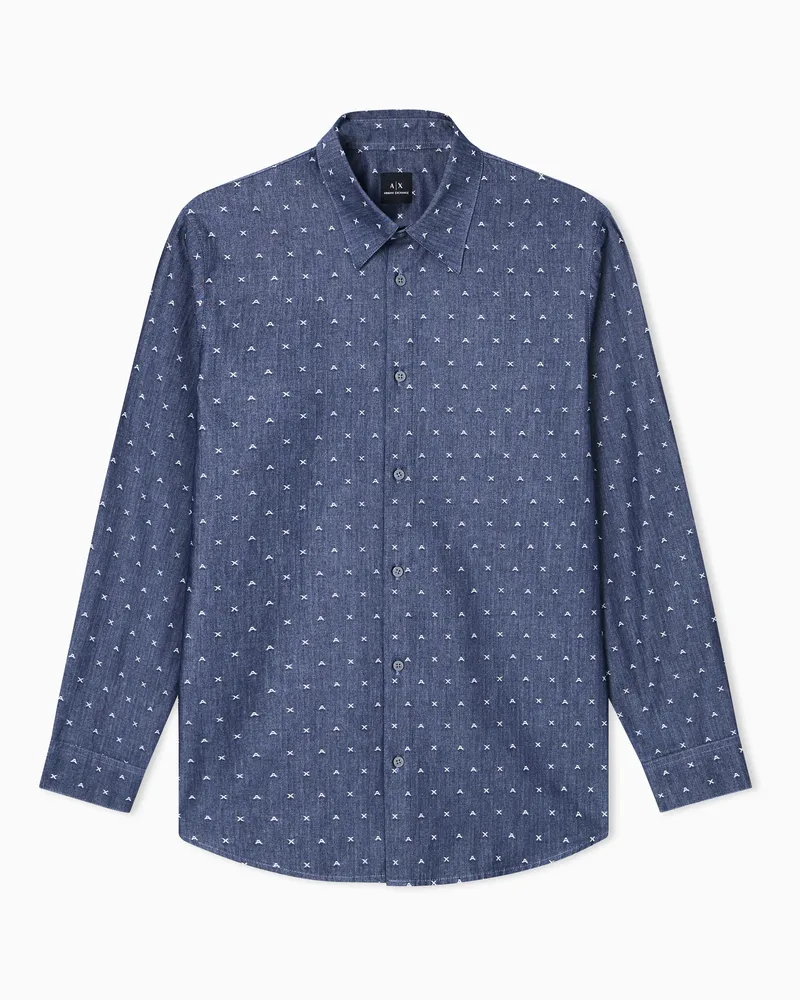 Armani Exchange Jacquardhemd im Regular Fit Blau