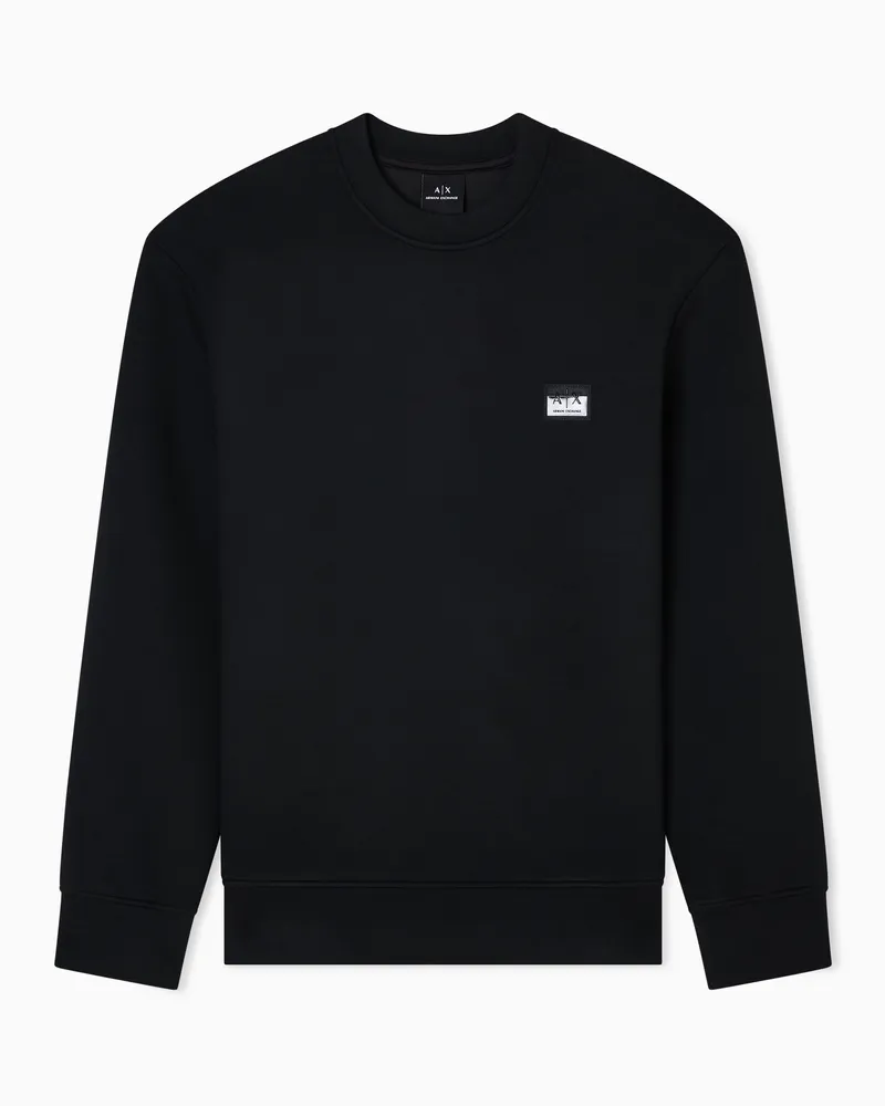 Armani Exchange Sweatshirt mit Rundhalsausschnitt und Aufnäher Schwarz