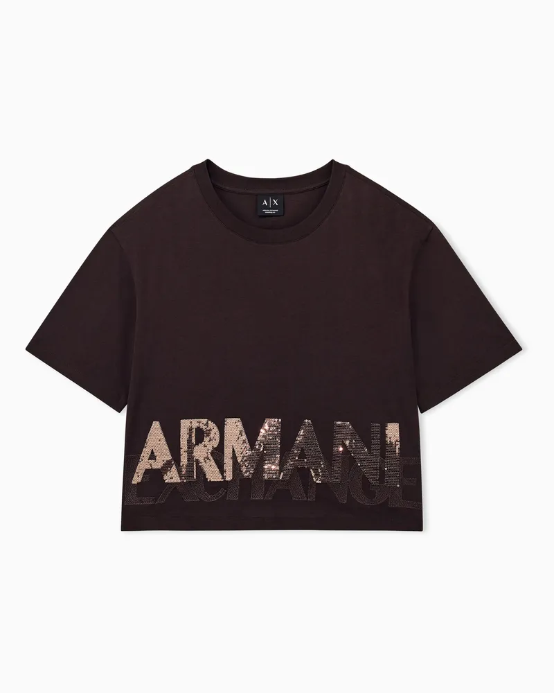 Armani Exchange T-Shirt regularer Schnitt aus Baumwolljersey Braun