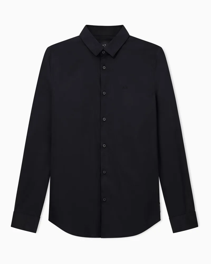Armani Exchange Slim-Fit-Hemd aus Stretch-Baumwollpopeline Schwarz