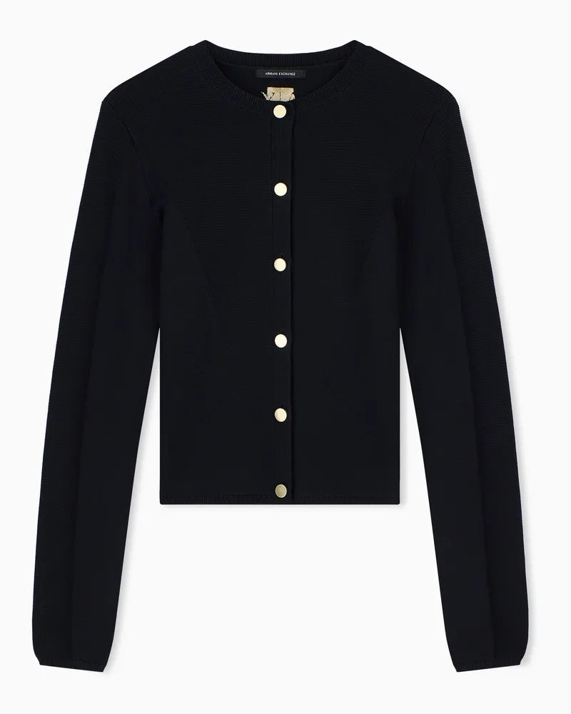 Armani Exchange Strickcardigan mit Rundhalsausschnitt und einer Knopfleiste Schwarz