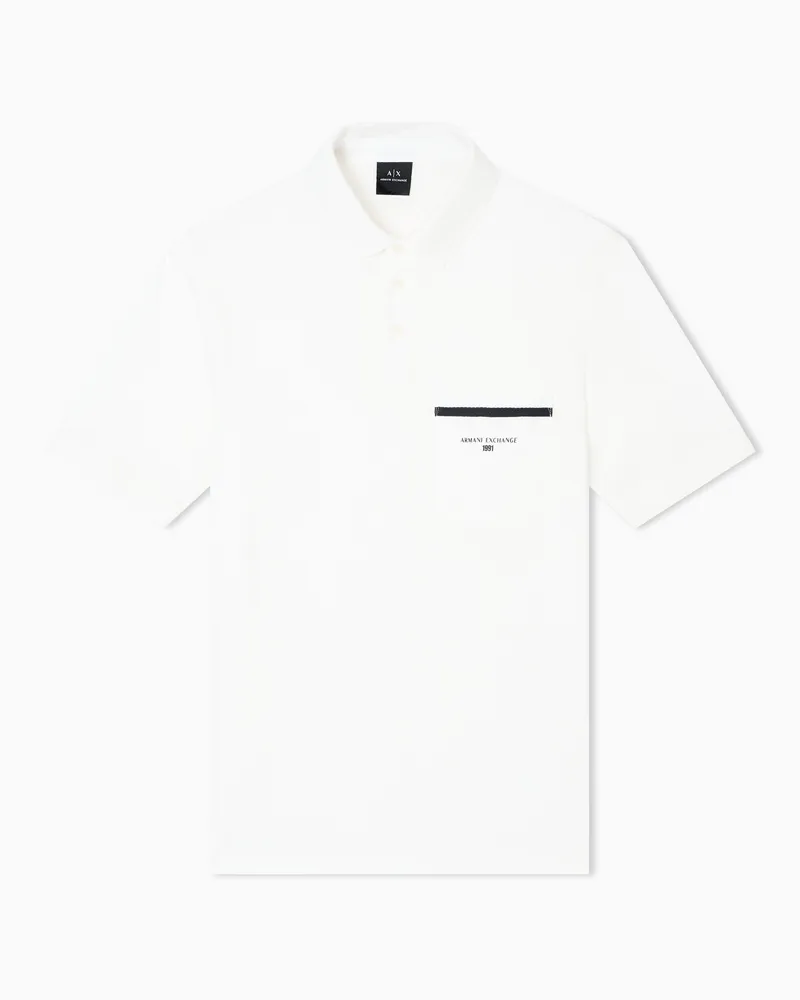 Armani Exchange Regular-Piqué-Poloshirt mit Tasche Weiß
