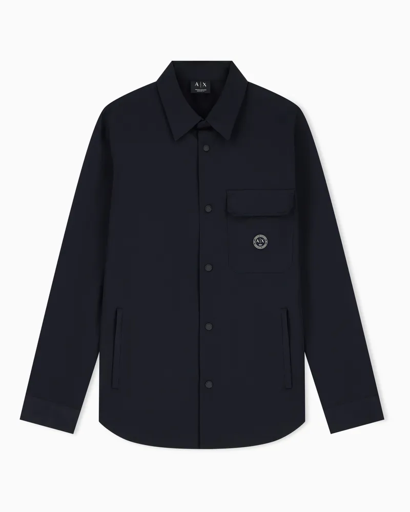 Armani Exchange Hemdjacke mit klassischem Kragen und einer Brusttasche Marineblau