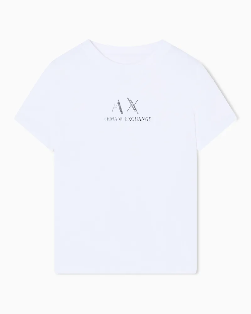 Armani Exchange T-Shirt mit normaler Passform und grafischem Logo Weiß
