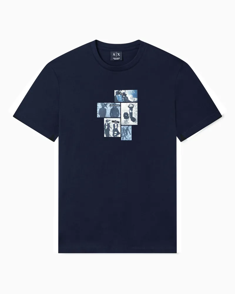 Armani Exchange Regular fit cotton T-shirt Marineblau