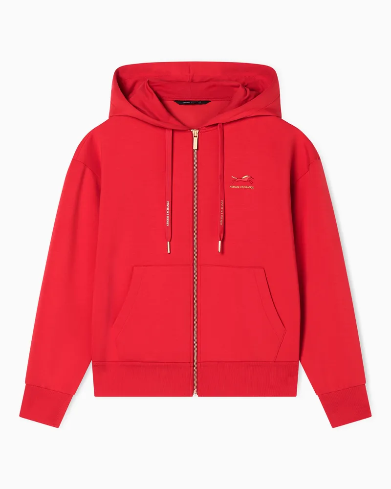 Armani Exchange Scuba Zip-Up Athleisure Stretch Sweatshirt Rot