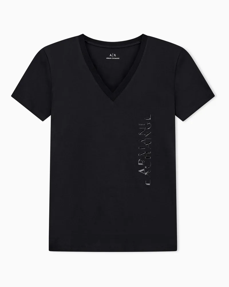Armani Exchange V Neck T-Shirt Schwarz