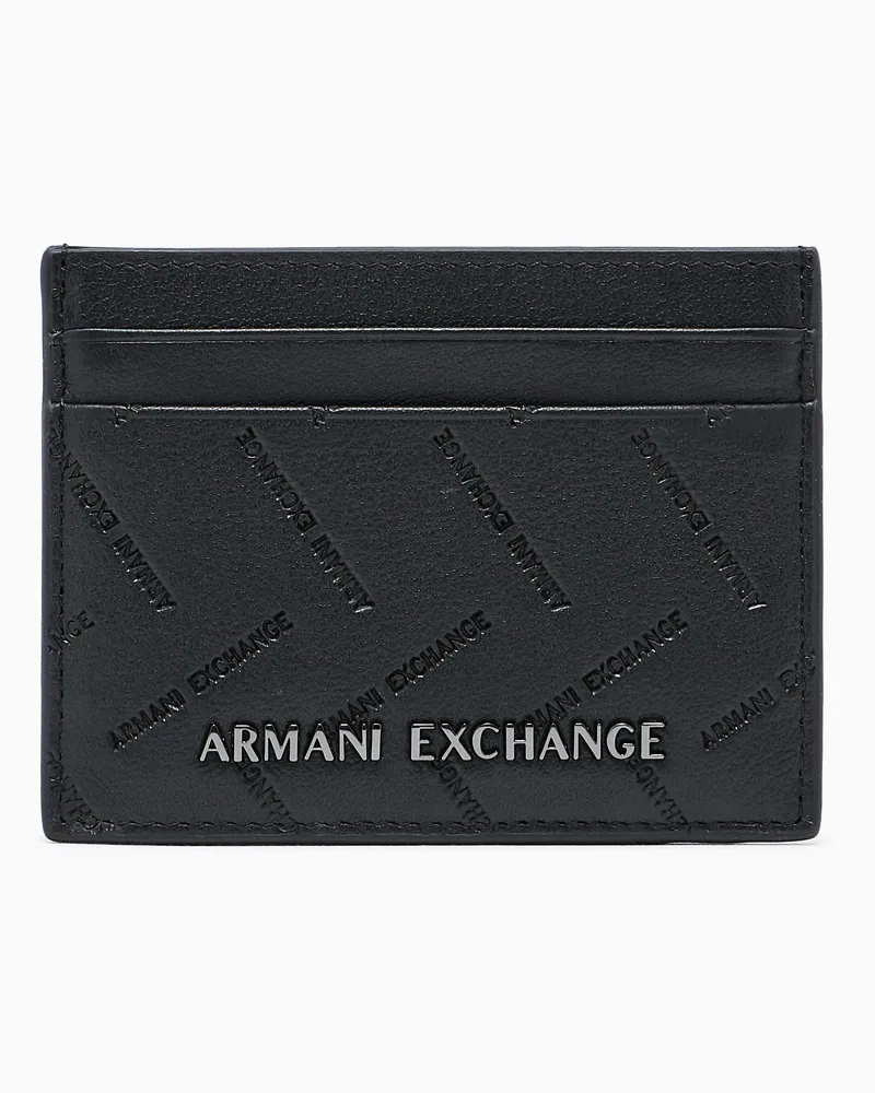 Armani Exchange Kartenetui aus Leder mit einer Prägung und Kartenfächern Schwarz