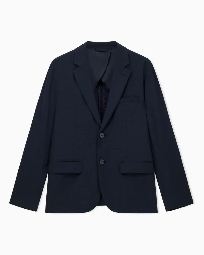 Armani Exchange Jacke aus Stretch-Seersucker Marineblau