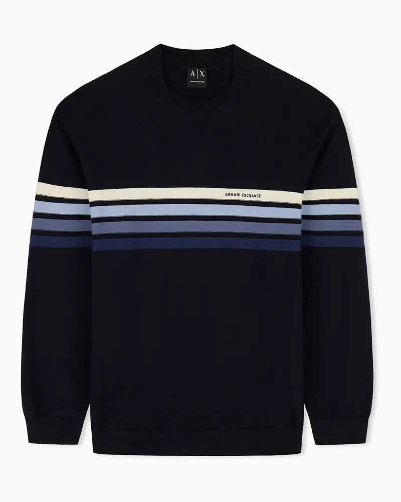 Armani Exchange Crewneck sweater in combed cotton Marineblau